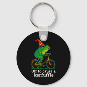 Off To Cause A Kerfuffle Funny Frog Wizard Bicycle Key Ring
