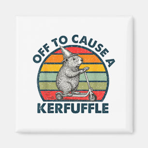 Off To Cause A Kerfuffle Funny Groundhog Riding Sc Magnet