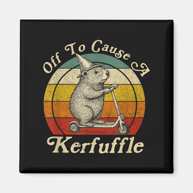Off To Cause A Kerfuffle Funny Groundhog Riding Sc Magnet (Front)