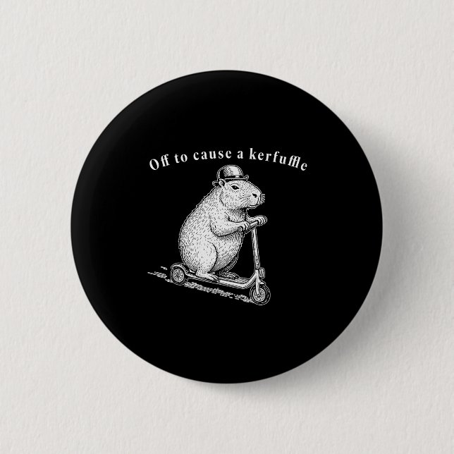 Off To Cause A Kerfuffle, Funny Groundhog Scooter  6 Cm Round Badge (Front)
