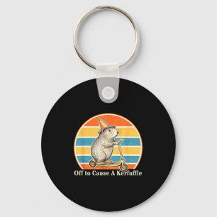 Off To Cause A Kerfuffle Funny Groundhog Scooter C Key Ring