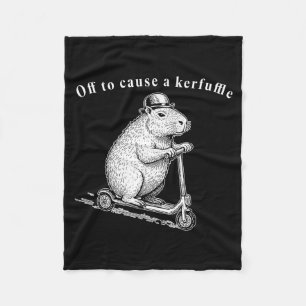 Off To Cause A Kerfuffle, Funny Groundhog Scooter  Fleece Blanket