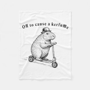 Off To Cause A Kerfuffle, Funny Groundhog Scooter  Fleece Blanket