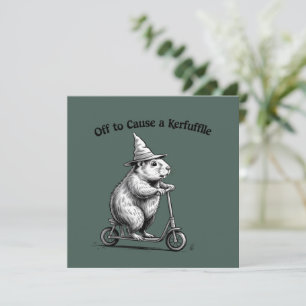Off To Cause A Kerfuffle Funny Groundhog Scooter  Invitation