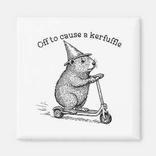 Off To Cause A Kerfuffle, Funny Groundhog Scooter  Magnet