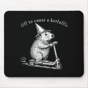 Off To Cause A Kerfuffle Funny Groundhog Scooter _ Mouse Pad