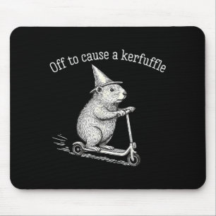 Off To Cause A Kerfuffle Funny Groundhog Scooter S Mouse Pad
