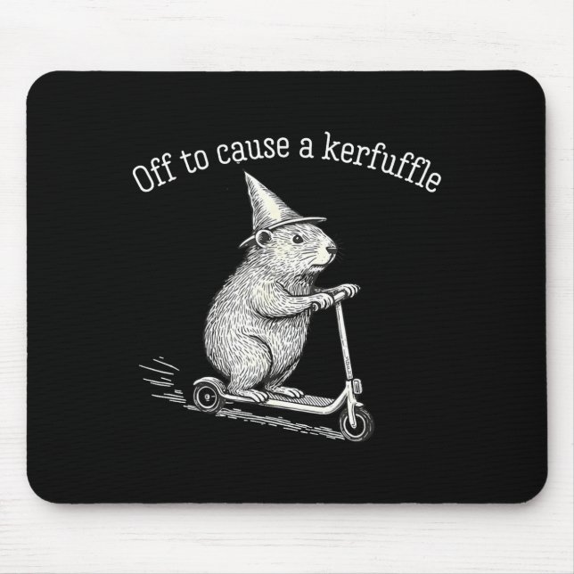 Off To Cause A Kerfuffle Funny Groundhog Scooter S Mouse Pad (Front)