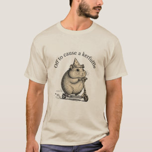 Off To Cause A Kerfuffle Funny Groundhog Scooter T-Shirt