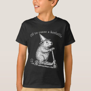 Off To Cause A Kerfuffle Funny Groundhog Scooter T-Shirt