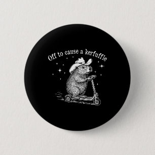 Off To Cause A Kerfuffle Funny Groundhog Scooter V 6 Cm Round Badge