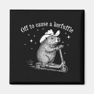 Off To Cause A Kerfuffle Funny Groundhog Scooter V Magnet