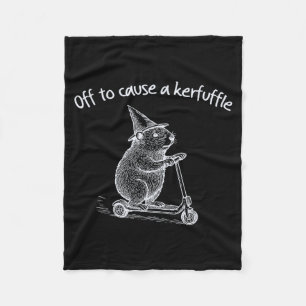 Off To Cause A Kerfuffle Funny Hamster Scooter Gro Fleece Blanket