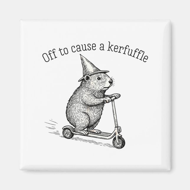 Off To Cause A Kerfuffle Funny Hamster Scooter Gro Magnet (Front)