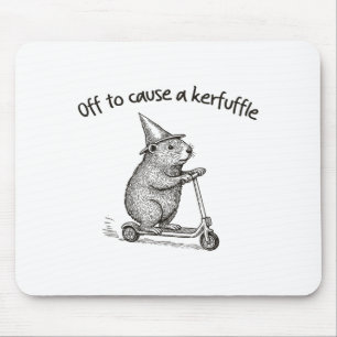 Off To Cause A Kerfuffle Funny Hamster Scooter Gro Mouse Pad
