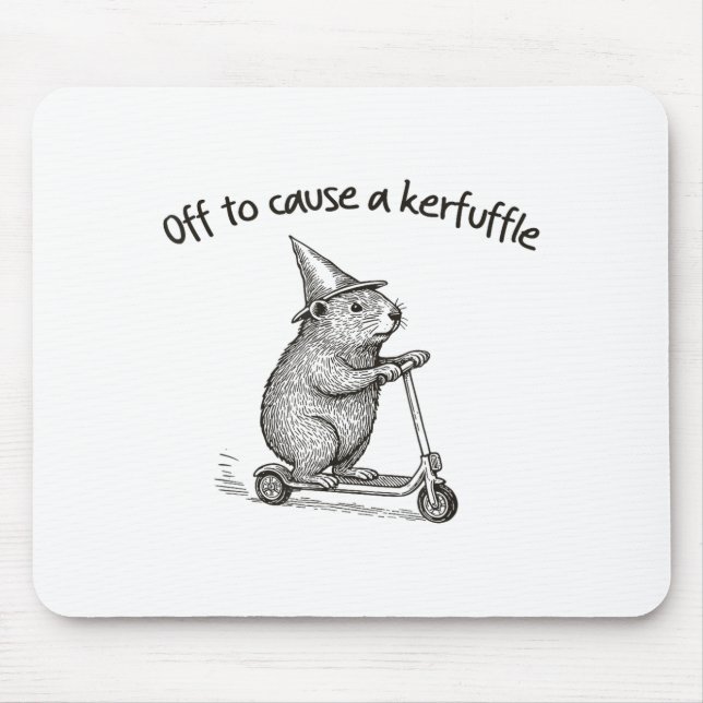 Off To Cause A Kerfuffle Funny Hamster Scooter Gro Mouse Pad (Front)
