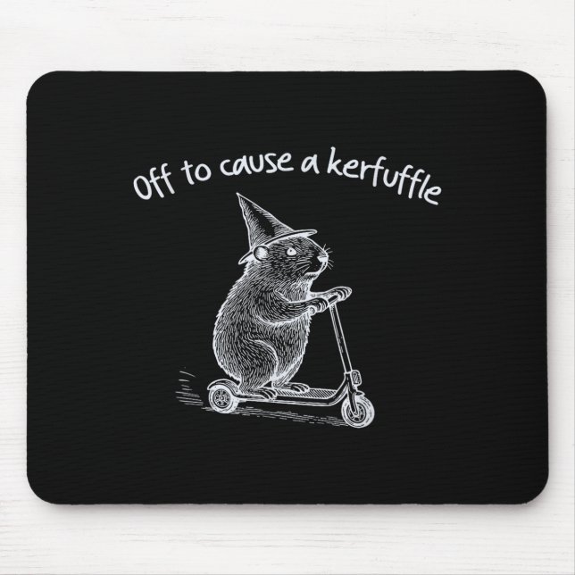Off To Cause A Kerfuffle Funny Hamster Scooter Gro Mouse Pad (Front)
