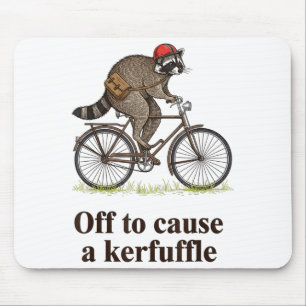 Off To Cause A Kerfuffle Funny Raccoon Meme Boys M Mouse Pad