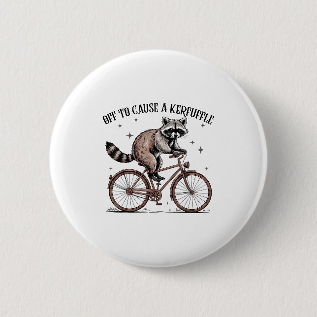Off To Cause A Kerfuffle Funny Raccoon Meme Men Wo 6 Cm Round Badge (Front)