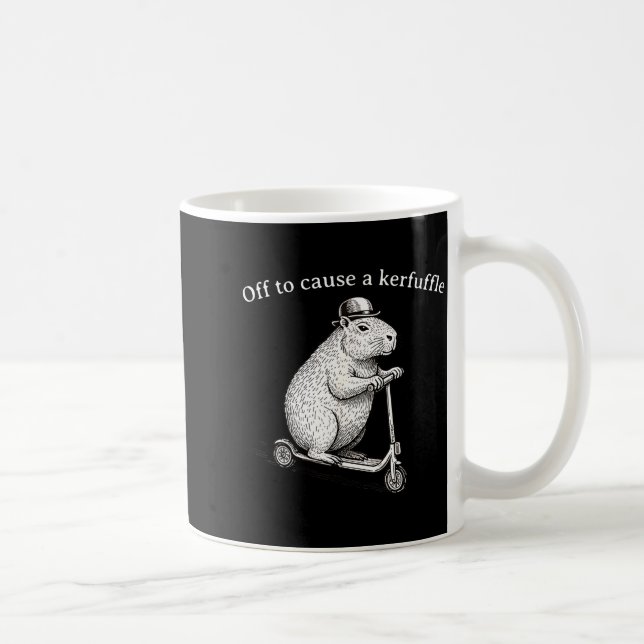 Off To Cause A Kerfuffle Funny Silly Groundhog Sco Coffee Mug (Right)
