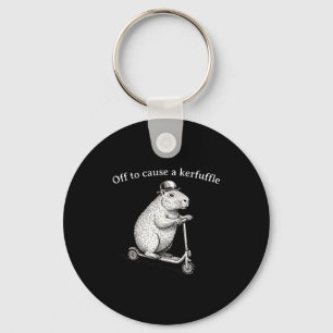 Off To Cause A Kerfuffle Funny Silly Groundhog Sco Key Ring