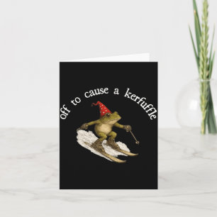 Off to Cause A Kerfuffle Funny Wizard Frog On Skis Card