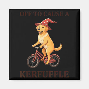 Off to Cause A Kerfuffle Golden Retriever Funny Magnet