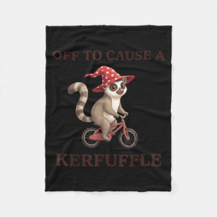 Off to Cause A Kerfuffle Lemur Funny Weirdcore Fleece Blanket