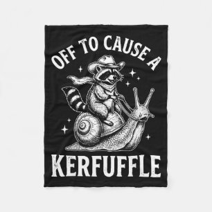 Off to cause a kerfuffle raccoon fleece blanket