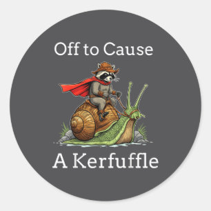 Off To Cause A Kerfuffle Raccoon Whimsical Wizard  Classic Round Sticker