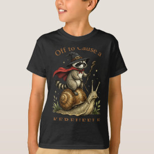 Off to Cause A Kerfuffle Racoon Wizard Snail T-Shirt