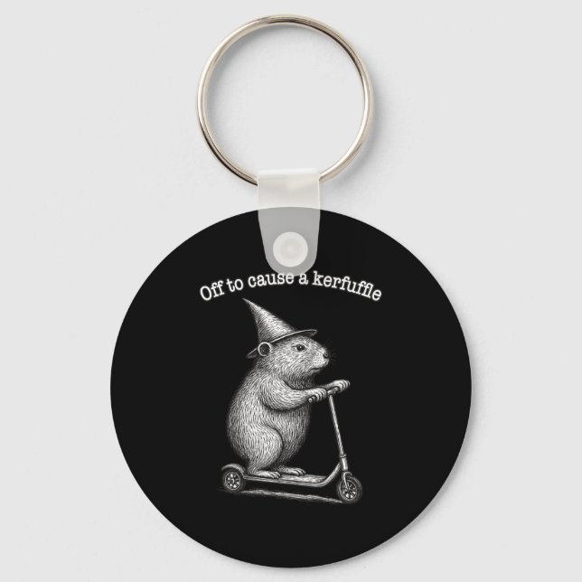 Off To Cause A Kerfuffle Scooter Groundhog Premium Key Ring (Front)