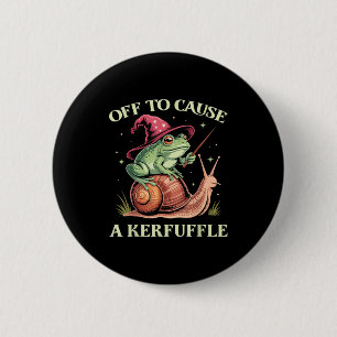 Off To Cause A Kerfuffle Whimsical Wizard Frog Mem 6 Cm Round Badge