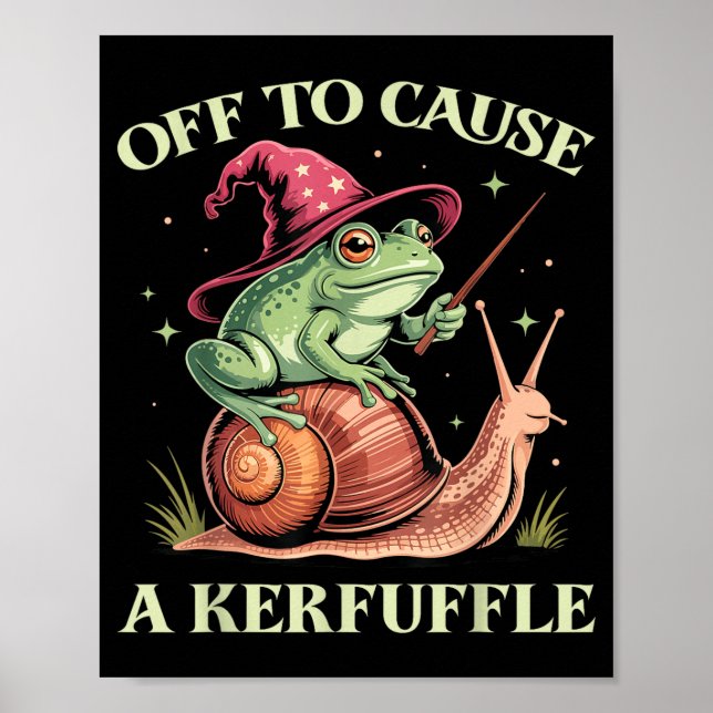 Off To Cause A Kerfuffle Whimsical Wizard Frog Mem Poster (Front)