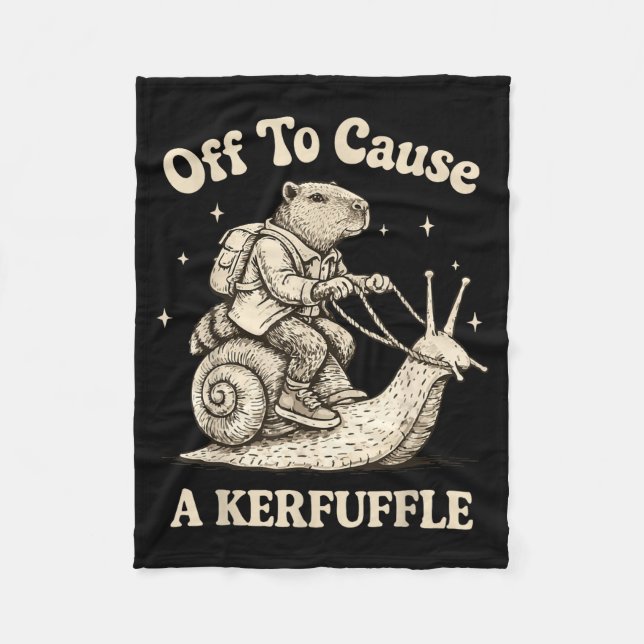 Off to cause a kerfuffle wizard whimsical capybara fleece blanket (Front)