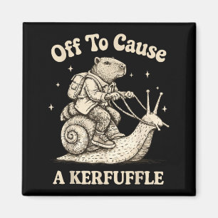 Off to cause a kerfuffle wizard whimsical capybara magnet
