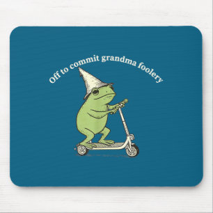 Off To Commit Grandma Foolery Funny Frog Meme Mouse Pad