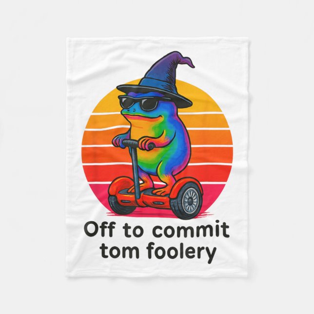 Off To Commit Tom Foolery Funny Frog Sarcasm Mem  Fleece Blanket (Front)