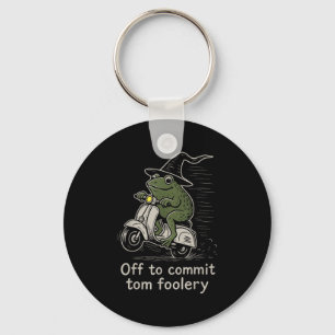 Off To Commit Tom Foolery Funny Frog Witch Scooter Key Ring