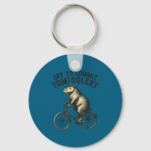 Off to commit tomfoolery capybara vintage meme  key ring