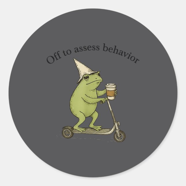 Off To Ess Behavior Funny Frog Aba Behavior Theras Classic Round Sticker (Front)