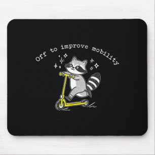 Off To Improve Mobility Funny Raccoon Pt Physical Mouse Pad