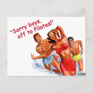Off to Pilates Vintage Swimsuit Postcard