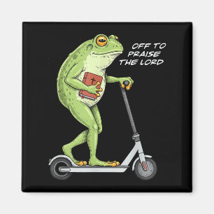 Off To Praise D Lord Funny Frog Christian Meme Magnet