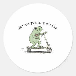 Off To Praise The Lord, Funny Christian Classic Round Sticker