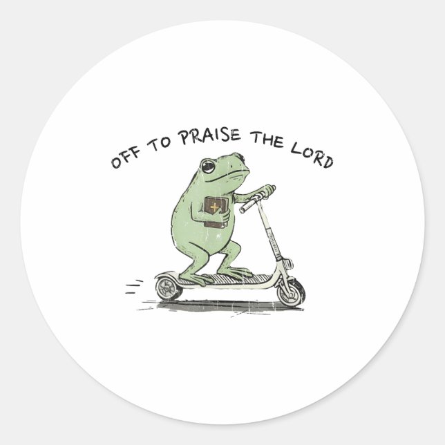 Off To Praise The Lord, Funny Christian  Classic Round Sticker (Front)