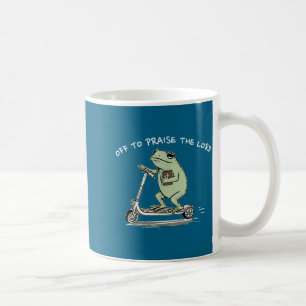 Off To Praise The Lord, Funny Christian Frog Meme Coffee Mug