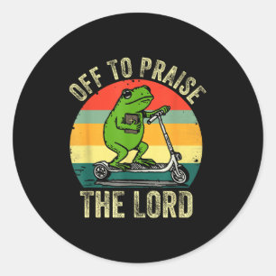 Off To Praise The Lord Funny Frog Bible Study Jesu Classic Round Sticker