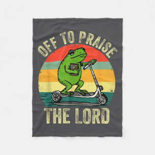 Off To Praise The Lord Funny Frog Bible Study Jesu Fleece Blanket
