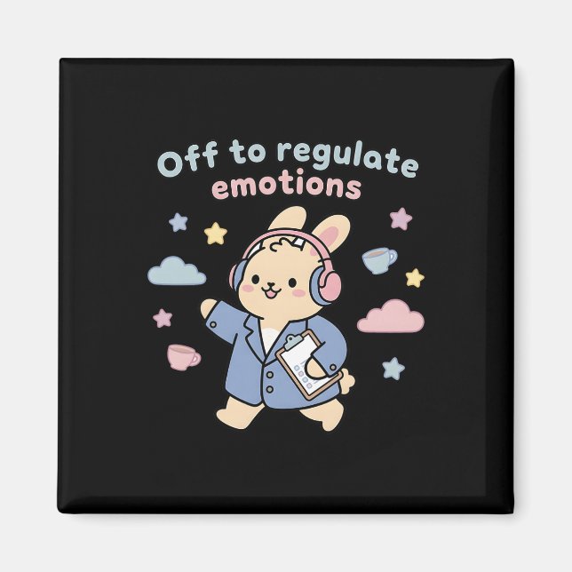 Off To Regulate Emotions Funny Bunny Rabbit Scoote Magnet (Front)